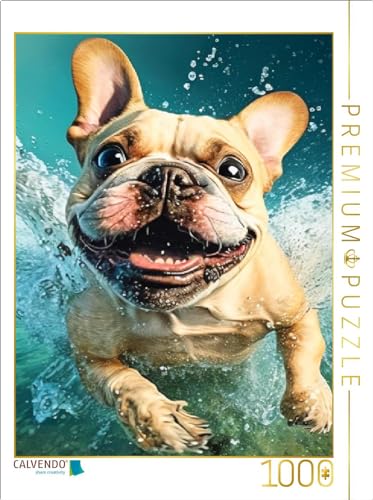 CALVENDO Puzzle Französische Bulldogge im Wasser | Lege-Größe cm Foto-Puzzle für glückliche Stunden von CALVENDO