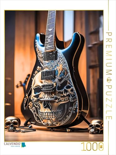 CALVENDO Puzzle Gitarre mit Totenköpfen | 1000 Teile Lege-Größe 48 x 64 cm Foto-Puzzle für glückliche Stunden von CALVENDO