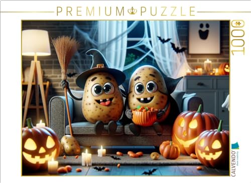CALVENDO Puzzle Gruselspaß auf der Couch: Kartoffeln feiern Halloween | 1000 Teile Lege-Größe 64 x 48 cm Foto-Puzzle für glückliche Stunden von CALVENDO