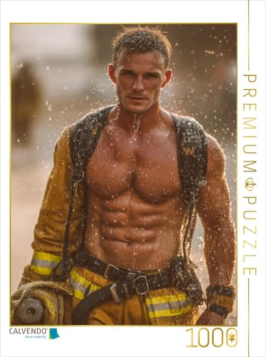CALVENDO Puzzle Heißer Feuerwehrmann mit freiem Oberkörper unter Wasserstrahl | 1000 Teile Lege-Größe 48 x 64 cm Foto-Puzzle für glückliche Stunden CALVENDO Puzzle Heißer Feuerwehrmann mit freiem Oberkörper unter Wasserstrahl | 1000 Teile Lege-Größe 48 x 64 cm Foto-Puzzle für glückliche Stunden von CALVENDO