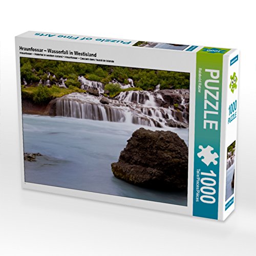 CALVENDO Puzzle Hraunfossar – Wasserfall in Westisland 1000 Teile Puzzle quer | 1000 Teile Lege-Größe 64 x 48 cm Foto-Puzzle für glückliche Stunden von CALVENDO