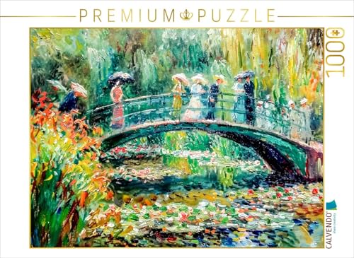 CALVENDO Puzzle Impressionistische Brücke mit Menschen über dem Seerosenteich | 1000 Teile Lege-Größe 64 x 48 cm Foto-Puzzle für glückliche Stunden von CALVENDO