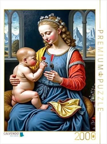 CALVENDO Puzzle Inspiriert von Leonardo da Vinci/Madonna mit der Nelke (um 1475) | 2000 Teile Lege-Größe 67 x 90 cm Foto-Puzzle für glückliche Stunden von CALVENDO