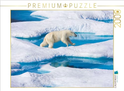 CALVENDO Puzzle Junger Eisbär springt von Eisscholle zu Eisscholle | 2000 Teile Lege-Größe 90 x 67 cm Foto-Puzzle für glückliche Stunden von CALVENDO