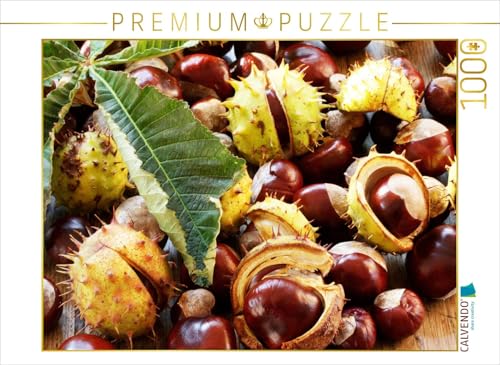 CALVENDO Puzzle Kastanien mit Kastanienblatt 1000 Teile Lege-Größe 64 x 48 cm Foto-Puzzle Bild von Gisela Kruse von CALVENDO