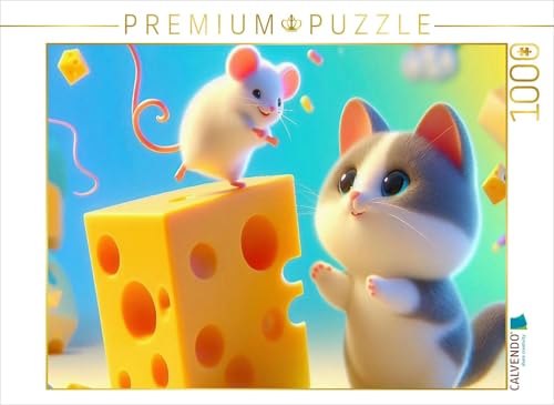 CALVENDO Puzzle Katz und Maus teilen Sich EIN großzügiges Stück Käse, EIN seltenes Bild der Harmonie in der Tierwelt | 1000 Teile Lege-Größe 64 x 48 cm Foto-Puzzle für glückliche Stunden CALVENDO Puzzle Katz und Maus teilen Sich EIN großzügiges Stück Käse, EIN seltenes Bild der Harmonie in der Tierwelt | 1000 Teile Lege-Größe 64 x 48 cm Foto-Puzzle für glückliche Stunden von CALVENDO
