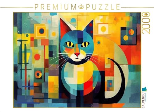 CALVENDO Puzzle Katze Im Stil von Wassily Kandinsky | 2000 Teile Lege-Größe 90 x 67 cm Foto-Puzzle für glückliche Stunden von CALVENDO