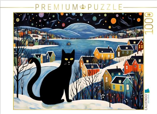 CALVENDO Puzzle Katze im Winter | 1000 Teile Lege-Größe 64 x 48 cm Foto-Puzzle für glückliche Stunden von CALVENDO