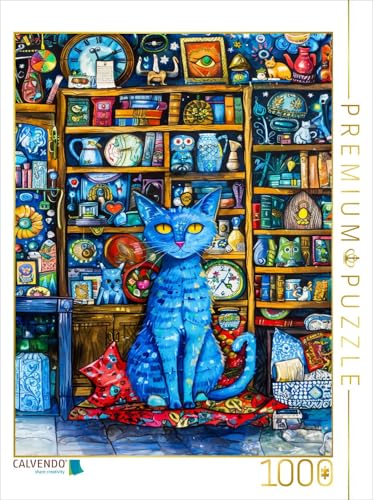 CALVENDO Puzzle Katze sitzt auf Kissen in Bibliothek | 1000 Teile Lege-Größe 48 x 64 cm Foto-Puzzle für glückliche Stunden CALVENDO Puzzle Katze sitzt auf Kissen in Bibliothek | 1000 Teile Lege-Größe 48 x 64 cm Foto-Puzzle für glückliche Stunden von CALVENDO