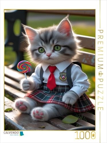 CALVENDO Puzzle Kleine Schulkatze mit Lolli – niedliches Katzenbild mit Schuluniform | 1000 Teile Lege-Größe 64 x 48 cm Foto-Puzzle für glückliche Stunden CALVENDO Puzzle Kleine Schulkatze mit Lolli – niedliches Katzenbild mit Schuluniform | 1000 Teile Lege-Größe 64 x 48 cm Foto-Puzzle für glückliche Stunden von CALVENDO