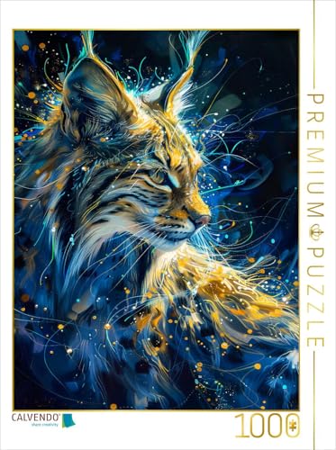 CALVENDO Puzzle Leuchtender Luchs in Gelb und Türkis | 1000 Teile Lege-Größe 48 x 64 cm Foto-Puzzle für glückliche Stunden von CALVENDO
