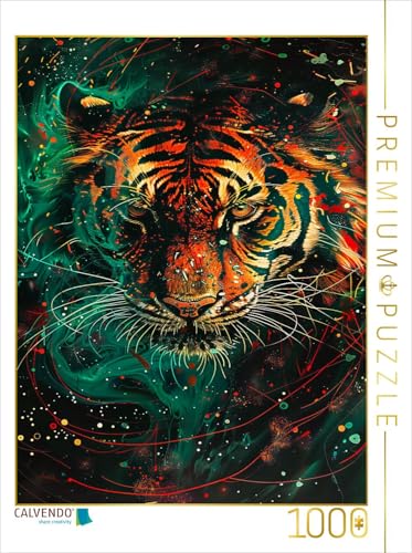 CALVENDO Puzzle Leuchtender Tiger in Rot und Grün | 1000 Teile Lege-Größe 48 x 64 cm Foto-Puzzle für glückliche Stunden CALVENDO Puzzle Leuchtender Tiger in Rot und Grün | 1000 Teile Lege-Größe 48 x 64 cm Foto-Puzzle für glückliche Stunden von CALVENDO