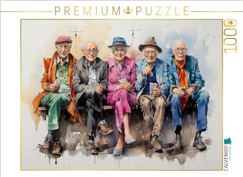 CALVENDO Puzzle Lustige Rentner - Handy dabei | 1000 Teile Lege-Größe 64 x 48 cm Foto-Puzzle für glückliche Stunden von CALVENDO