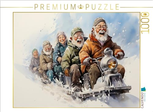 CALVENDO Puzzle Lustige Rentner - Schlittenfahrt | 1000 Teile Lege-Größe 64 x 48 cm Foto-Puzzle für glückliche Stunden von CALVENDO