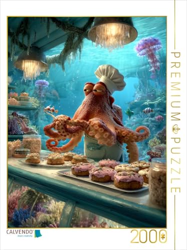 CALVENDO Puzzle Lustiger Oktopus als Bäcker unter Wasser | 2000 Teile Lege-Größe 67 x 90 cm Foto-Puzzle für glückliche Stunden von CALVENDO