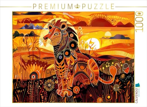 CALVENDO Puzzle Majestätischer Löwe in afrikanischer Farbwelt | 1000 Teile Lege-Größe 64 x 48 cm Foto-Puzzle für glückliche Stunden von CALVENDO