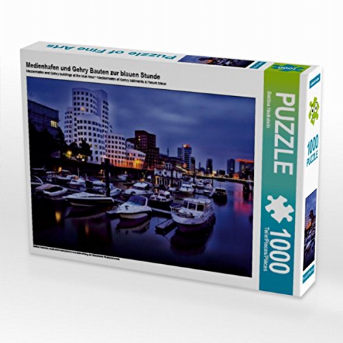CALVENDO Puzzle Medienhafen und Gehry Bauten zur blauen Stunde 1000 Teile Lege-Größe 64 x 48 cm Foto-Puzzle Bild von Bettina Hackstein von CALVENDO
