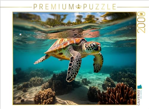 CALVENDO Puzzle Meeresschildkröte unter Wasser | 2000 Teile Lege-Größe 90 x 67 cm Foto-Puzzle für glückliche Stunden von CALVENDO