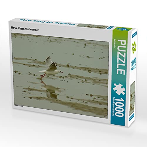 CALVENDO Puzzle Möwe übern Wattenmeer 1000 Teile Puzzle quer | 1000 Teile Lege-Größe 64 x 48 cm Foto-Puzzle für glückliche Stunden von CALVENDO