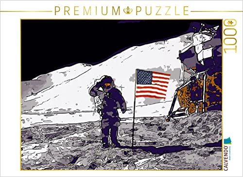 CALVENDO Puzzle Mondlandung im Comic-Stil 1000 Teile Puzzle quer | Lege-Größe cm Foto-Puzzle für glückliche Stunden von CALVENDO