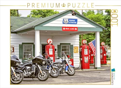 CALVENDO Puzzle Motorräder an der Route 66, USA. 1000 Teile Puzzle quer | Lege-Größe cm Foto-Puzzle für glückliche Stunden von CALVENDO