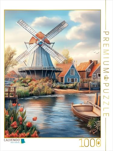 CALVENDO Puzzle Mühle am Kanal | 1000 Teile Lege-Größe 48 x 64 cm Foto-Puzzle für glückliche Stunden von CALVENDO