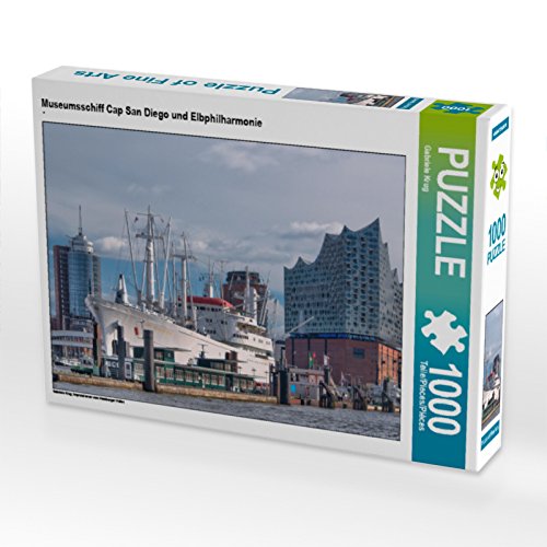 CALVENDO Puzzle Museumsschiff Cap San Diego und Elbphilharmonie - 1000 Teile Foto-Puzzle für glückliche Stunden von CALVENDO