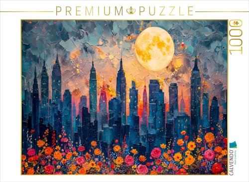 CALVENDO Puzzle Nächtlicher Stadtpark. Skyline von Großstadt. | Lege-Größe cm Foto-Puzzle für glückliche Stunden von CALVENDO