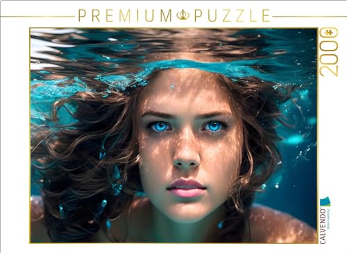 CALVENDO Puzzle Nixe mit stahlblauen Augen unter Wasser | 2000 Teile Lege-Größe 90 x 67 cm Foto-Puzzle für glückliche Stunden von CALVENDO
