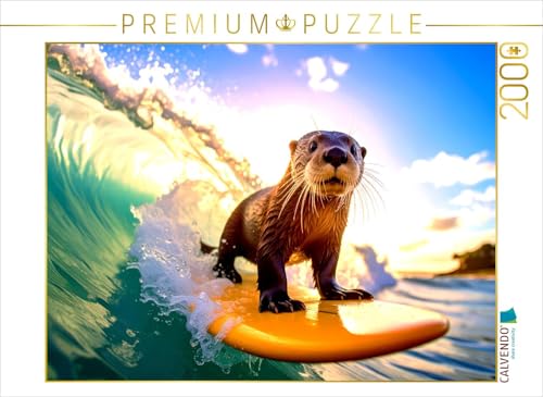 CALVENDO Puzzle Otterly cool auf dem Surfbrett | 2000 Teile Lege-Größe 90 x 67 cm Foto-Puzzle für glückliche Stunden von CALVENDO
