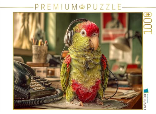 CALVENDO Puzzle Papagei mit Headset im Retro-Callcenter | 1000 Teile Lege-Größe 64 x 48 cm Foto-Puzzle für glückliche Stunden von CALVENDO