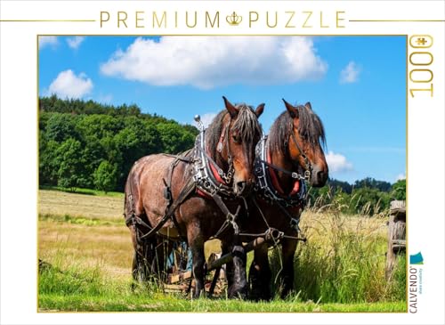CALVENDO Puzzle Pferde Gespann belgisches Kaltblut | 1000 Teile Lege-Größe 64 x 48 cm Foto-Puzzle für glückliche Stunden von CALVENDO