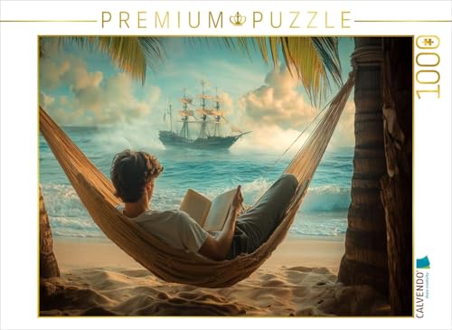 CALVENDO Puzzle Piratenabenteuer - junger Mann liest EIN Buch | 1000 Teile Lege-Größe 64 x 48 cm Foto-Puzzle für glückliche Stunden von CALVENDO