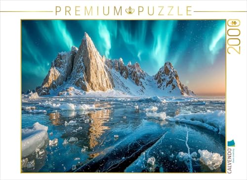 CALVENDO Puzzle Polarlichter krönen den Horizont über den Eisbergen | 2000 Teile Lege-Größe 90 x 67 cm Foto-Puzzle für glückliche Stunden von CALVENDO