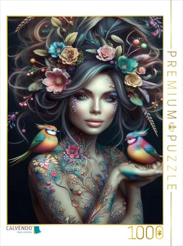 CALVENDO Puzzle Portrait Einer Frau mit grau bunten organischen Haarschmuck und Paradiesvögeln auf der Hand | 1000 Teile Lege-Größe 48 x 64 cm Foto-Puzzle für glückliche Stunden CALVENDO Puzzle Portrait Einer Frau mit grau bunten organischen Haarschmuck und Paradiesvögeln auf der Hand | 1000 Teile Lege-Größe 48 x 64 cm Foto-Puzzle für glückliche Stunden von CALVENDO