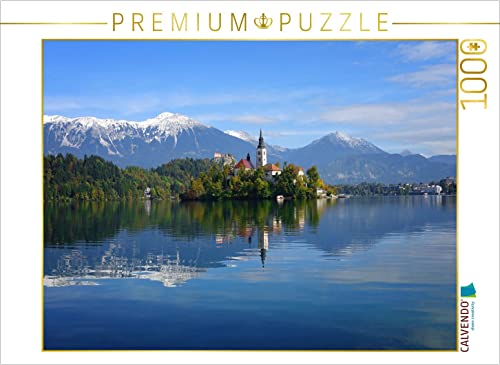 CALVENDO Puzzle Reflexion der Kirche und der Berge im Bleder See 1000 Teile Puzzle quer | 1000 Teile Lege-Größe 64 x 48 cm Foto-Puzzle für glückliche Stunden von CALVENDO