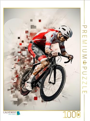 CALVENDO Puzzle Rote Leidenschaft: Abstrakte Rennradenergie in Schwarz | 1000 Teile Lege-Größe 48 x 64 cm Foto-Puzzle für glückliche Stunden von CALVENDO