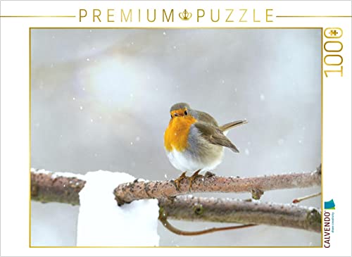 CALVENDO Puzzle Rotkehlchen im Winter 1000 Teile Lege-Größe 64 x 48 cm Foto-Puzzle Bild von Sabine Löwer von CALVENDO