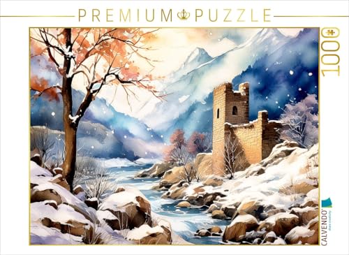 CALVENDO Puzzle Schnee fällt auf den Gebirgsbach und die Burgruine. | 1000 Teile Lege-Größe 64 x 48 cm Foto-Puzzle für glückliche Stunden CALVENDO Puzzle Schnee fällt auf den Gebirgsbach und die Burgruine. | 1000 Teile Lege-Größe 64 x 48 cm Foto-Puzzle für glückliche Stunden von CALVENDO