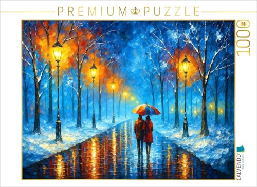 CALVENDO Puzzle Schnee im Park mit Laternen | 1000 Teile Lege-Größe 64 x 48 cm Foto-Puzzle für glückliche Stunden von CALVENDO