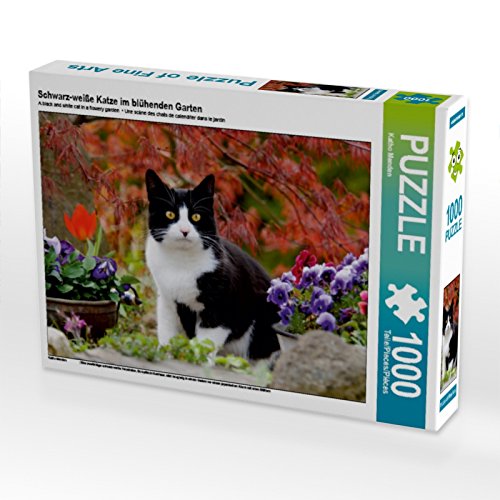 CALVENDO Puzzle Schwarz-weiße Katze im blühenden Garten 1000 Teile Puzzle quer | 1000 Teile Lege-Größe 64 x 48 cm Foto-Puzzle für glückliche Stunden CALVENDO Puzzle Schwarz-weiße Katze im blühenden Garten 1000 Teile Puzzle quer | 1000 Teile Lege-Größe 64 x 48 cm Foto-Puzzle für glückliche Stunden von CALVENDO