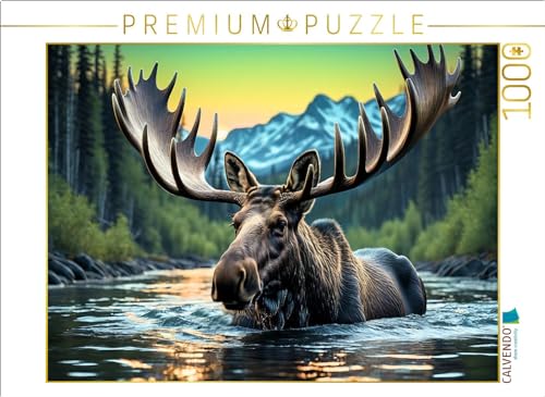 CALVENDO Puzzle Schwimmender Elch im diffusen Licht der nördlichen Sonne | 1000 Teile Lege-Größe 64 x 48 cm Foto-Puzzle für glückliche Stunden CALVENDO Puzzle Schwimmender Elch im diffusen Licht der nördlichen Sonne | 1000 Teile Lege-Größe 64 x 48 cm Foto-Puzzle für glückliche Stunden von CALVENDO