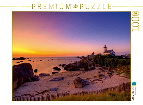 CALVENDO Puzzle Sehnsucht Bretagne - Der Leuchtturm von Pontusval in der Region Finistére bei Sonnenuntergang 1000 Teile Puzzle quer | Lege-Größe cm Foto-Puzzle für glückliche Stunden von CALVENDO