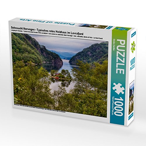 CALVENDO Puzzle Sehnsucht Norwegen - Typisches rotes Holzhaus im Lovrafjord 1000 Teile Puzzle quer | 1000 Teile Lege-Größe 64 x 48 cm Foto-Puzzle für glückliche Stunden von CALVENDO