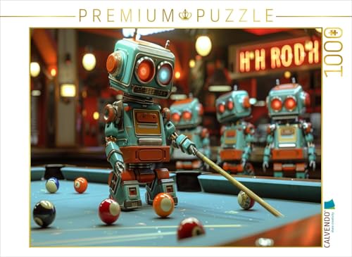 CALVENDO Puzzle Seltsame Spiele Spielen die Menschen - Roboter Billard | 1000 Teile Lege-Größe 64 x 48 cm Foto-Puzzle für glückliche Stunden von CALVENDO