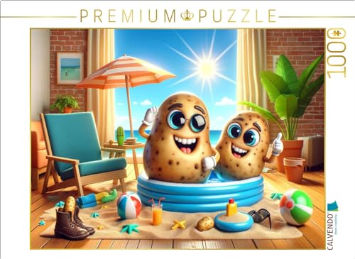 CALVENDO Puzzle Sommerspaß im Wohnzimmer: Kartoffeln im Planschbecken | 1000 Teile Lege-Größe 64 x 48 cm Foto-Puzzle für glückliche Stunden von CALVENDO