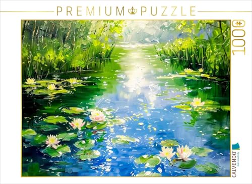 CALVENDO Puzzle Sommerteich mit Seerosen im impressionistischen Stil | 1000 Teile Lege-Größe 64 x 48 cm Foto-Puzzle für glückliche Stunden von CALVENDO