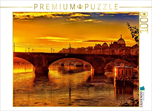CALVENDO Puzzle Sonnenaufgang über der Elbe in Dresden 1000 Teile Puzzle quer | 1000 Teile Lege-Größe 64 x 48 cm Foto-Puzzle für glückliche Stunden von CALVENDO