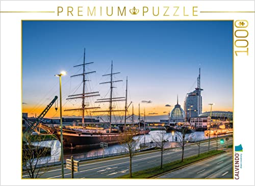 CALVENDO Puzzle Sonnenuntergang hinter den Bremerhavener Havenwelten 1000 Teile Lege-Größe 64 x 48 cm Foto-Puzzle Bild von Steffen Flüchter von CALVENDO