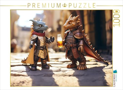 CALVENDO Puzzle Spielzeugdrachen Trinken Bier | 1000 Teile Lege-Größe 64 x 48 cm Foto-Puzzle für glückliche Stunden von CALVENDO